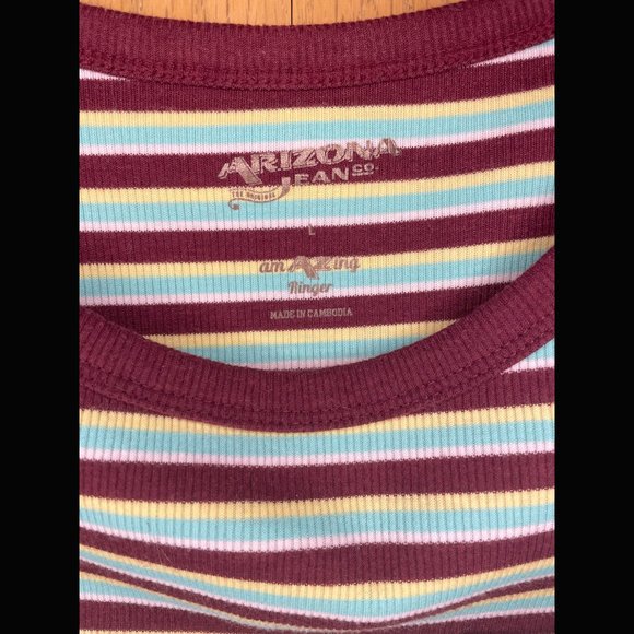 Arizona Jeans Multicolor Striped Cropped Tee Size L - Picture 3 of 4